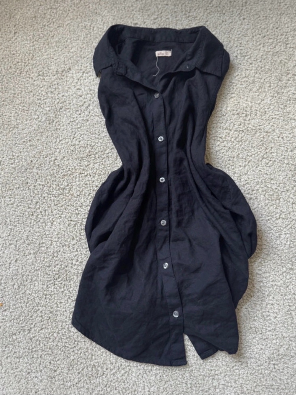 Vintage Hollister Black Button-Front Collared Blouse open back cut 2000s y2k